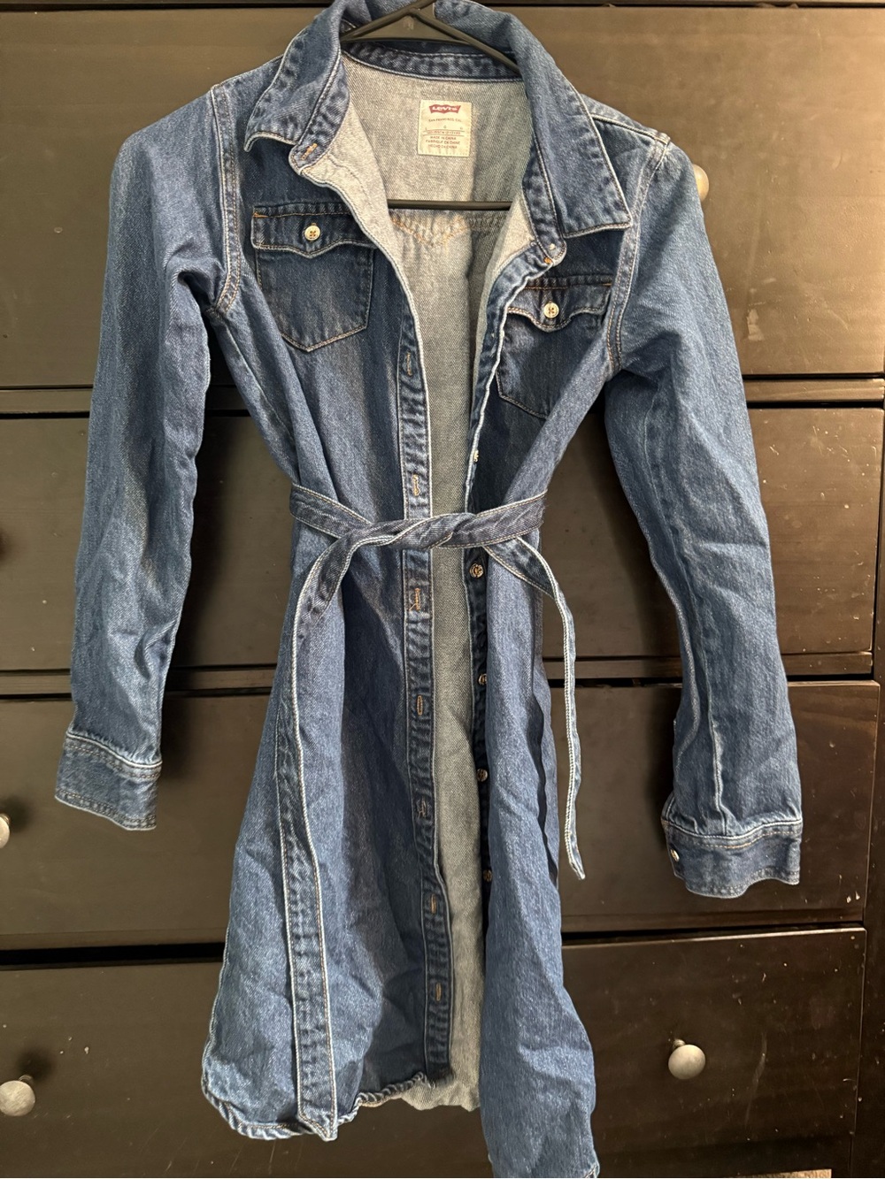 Levi's Women's Mid-Blue Denim Shirt Dress with Tie Belt